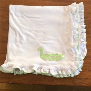 Main Street collection alligator ruffle blanket.